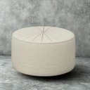 Ver imagem 6 de Puff Euphoria Redondo Confortável 73x73cm Linho Bege Design Moderno Decorativo Luxo Larbelle Móveis