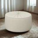 Ver imagem 1 de Puff Euphoria Redondo Confortável 73x73cm Linho Bege Design Moderno Decorativo Luxo Larbelle Móveis