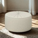 Ver imagem 4 de Puff Euphoria Redondo Confortável 73x73cm Linho Bege Design Moderno Decorativo Luxo Larbelle Móveis