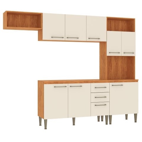 Armário de Cozinha Completa Suspensa com Armário e Balcão 9 Portas 2 Gavetas Malu Cl16 Cor