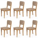 Ver imagem 1 de Kit 6 Cadeiras de Jantar Madeira Maciça Estofadas Ella Marrom Claro - Straub Web