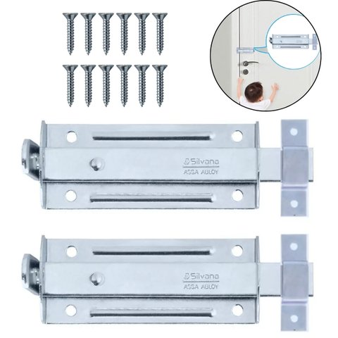 Ferrolho Trinco Tarjeta Fecho Chato para Porta Janela Portão 10cm Zincado | Silvana | Kit 02 Un