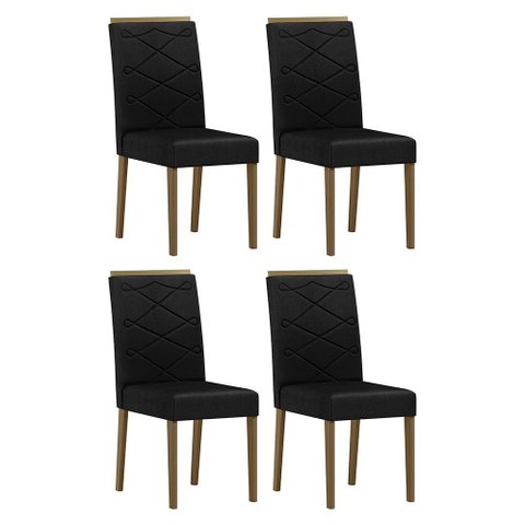 Conjunto 4 Cadeiras Caroline Imbuia/veludo Preto - New Ceval