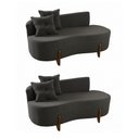 Ver imagem 2 de Kit 02 Sofá Orgânico 2LUGARES c/2ALMOFADAS Curvo Sala Recepção Boucle Cinza Escuro -Montanaris Decor