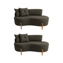 Ver imagem 1 de Kit 02 Sofá Orgânico 2lugares C/2almofadas Curvo Sala Recepção Boucle Cinza Escuro -montanaris Decor