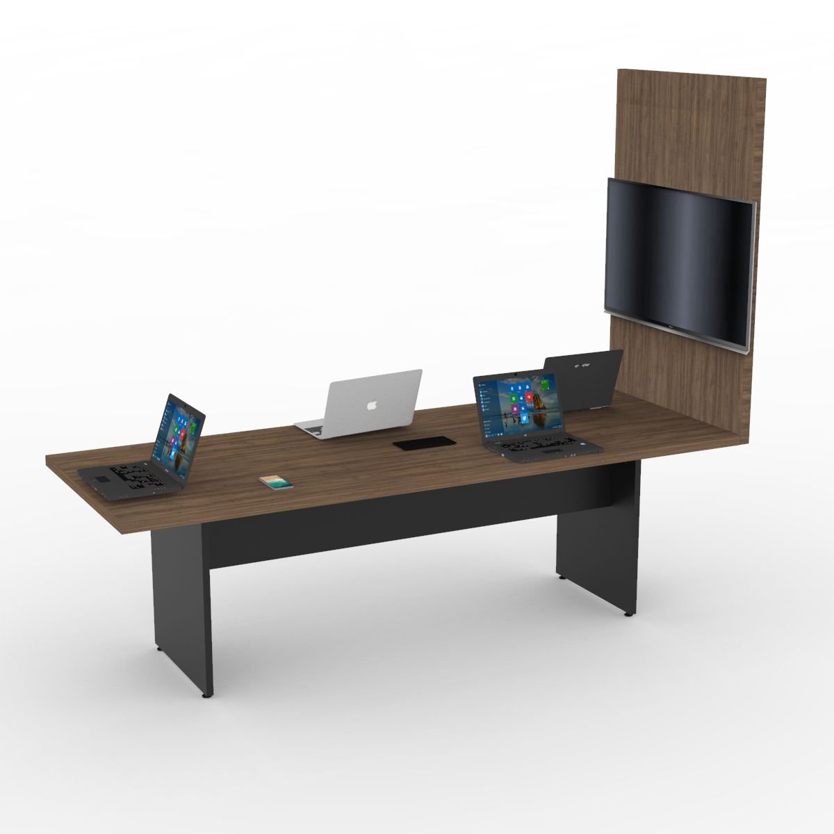 Mesa de Reunião Escritório 2.40x90 com Painel Tv Linha 40 Mm Atacadao Dos Móveis - 7