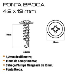 Kit 500 Parafusos Phillips Auto Brocante 4.2 X 19 Arsenal - 2