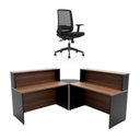 Ver imagem 1 de Balcão de Atendimento em L 140x60cm para Loja e Recepção + Cadeira Ergonômica Netflex Reclinável