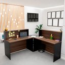 Ver imagem 2 de Balcão de Atendimento em L 140x60cm para Loja e Recepção + Cadeira Ergonômica Netflex Reclinável