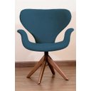 Ver imagem 1 de Poltrona Decorativa Mix Pé Giratório de Madeira:azul Marinho