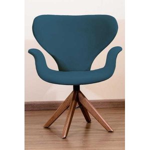 Poltrona Decorativa Mix Pé Giratório de Madeira:azul Marinho