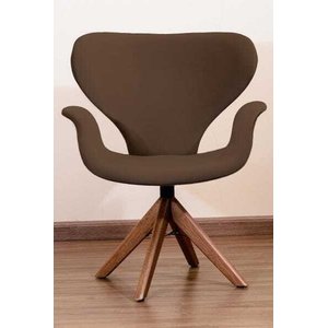 Poltrona Decorativa Mix Pé Giratório de Madeira:marrom