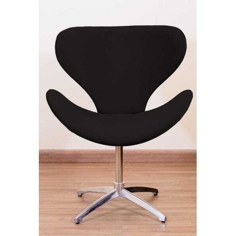 Poltrona Decorativa Swan Pé Giratório de Alumínio:preto