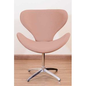 Poltrona Decorativa Swan Pé Giratório de Alumínio:rosa