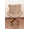 Poltrona Decorativa Júlia Pé Giratório de Madeira Capitonê:bege - 1