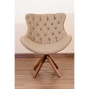 Ver imagem 1 de Poltrona Decorativa Júlia Pé Giratório de Madeira Capitonê:bege