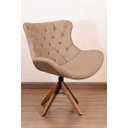 Ver imagem 2 de Poltrona Decorativa Júlia Pé Giratório de Madeira Capitonê:bege