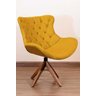 Poltrona Decorativa Júlia Pé Giratório de Madeira Capitonê:amarelo - 2