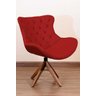 Poltrona Decorativa Júlia Pé Giratório de Madeira Capitonê:vermelho - 2