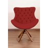 Poltrona Decorativa Júlia Pé Giratório de Madeira Capitonê:vermelho - 1