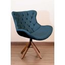 Ver imagem 2 de Poltrona Decorativa Júlia Pé Giratório de Madeira Capitonê:azul Marinho