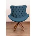 Ver imagem 1 de Poltrona Decorativa Júlia Pé Giratório de Madeira Capitonê:azul Marinho