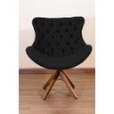 Ver imagem 1 de Poltrona Decorativa Júlia Pé Giratório de Madeira Capitonê:preto