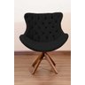 Poltrona Decorativa Júlia Pé Giratório de Madeira Capitonê:preto - 1