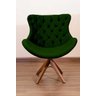Poltrona Decorativa Júlia Pé Giratório de Madeira Capitonê:verde - 1