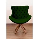 Ver imagem 1 de Poltrona Decorativa Júlia Pé Giratório de Madeira Capitonê:verde