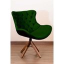 Ver imagem 2 de Poltrona Decorativa Júlia Pé Giratório de Madeira Capitonê:verde