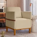 Ver imagem 2 de Poltrona Decorativa Estofada com Pés em Madeira Maciça Estelí Espresso Móveis