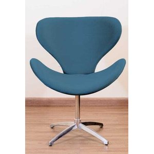 Poltrona Decorativa Swan Pé Giratório de Alumínio:azul Marinho