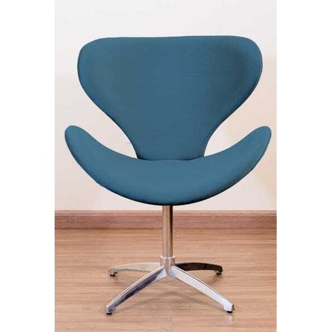Poltrona Decorativa Swan Pé Giratório de Alumínio:azul Marinho