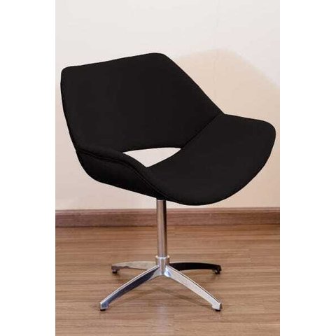 Poltrona Decorativa Vazada Pé Giratório de Alumínio:preto