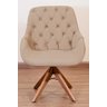 Poltrona Decorativa Linda Pé Giratório de Madeira Capitonê:bege - 2