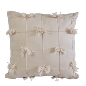 CAPA DE ALMOFADA EM SUEDE CREME COM FRANJAS Almofadas Estilo