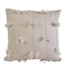 CAPA DE ALMOFADA EM SUEDE CREME COM FRANJAS Almofadas Estilo - 1