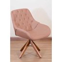 Ver imagem 1 de Poltrona Decorativa Linda Pé Giratório de Madeira Capitonê:rosa