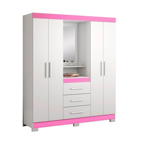 Guarda-roupa 4 Portas Huntano Rosa - Moveisaqui