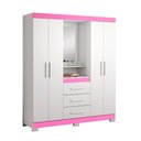 Ver imagem 1 de Guarda-roupa 4 Portas Huntano Rosa - Moveisaqui