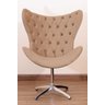 Poltrona Decorativa Egg Pé Giratório de Alumínio Capitonê:bege - 1