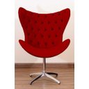Ver imagem 1 de Poltrona Decorativa Egg Pé Giratório de Alumínio Capitonê:vermelho