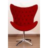 Poltrona Decorativa Egg Pé Giratório de Alumínio Capitonê:vermelho - 1