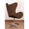 Poltrona Decorativa Egg Pé Giratório de Alumínio Capitonê:marrom - 2