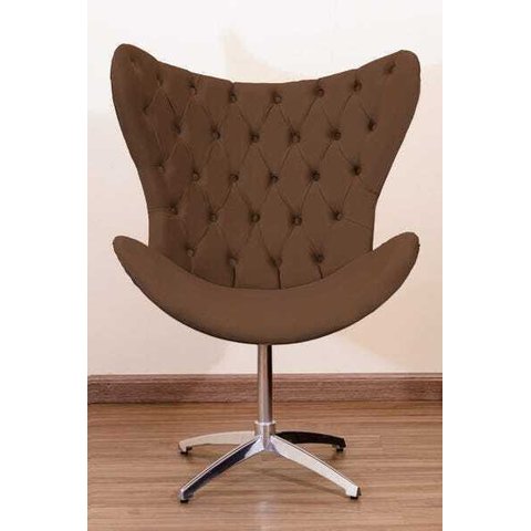 Poltrona Decorativa Egg Pé Giratório de Alumínio Capitonê:marrom