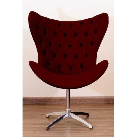 Poltrona Decorativa Egg Pé Giratório de Alumínio Capitonê:vinho