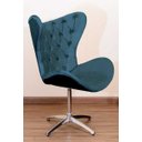 Ver imagem 2 de Poltrona Decorativa Egg Pé Giratório de Alumínio Capitonê:azul Marinho