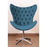Poltrona Decorativa Egg Pé Giratório de Alumínio Capitonê:azul Marinho - 1
