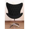Poltrona Decorativa Egg Pé Giratório de Alumínio Capitonê:preto - 1